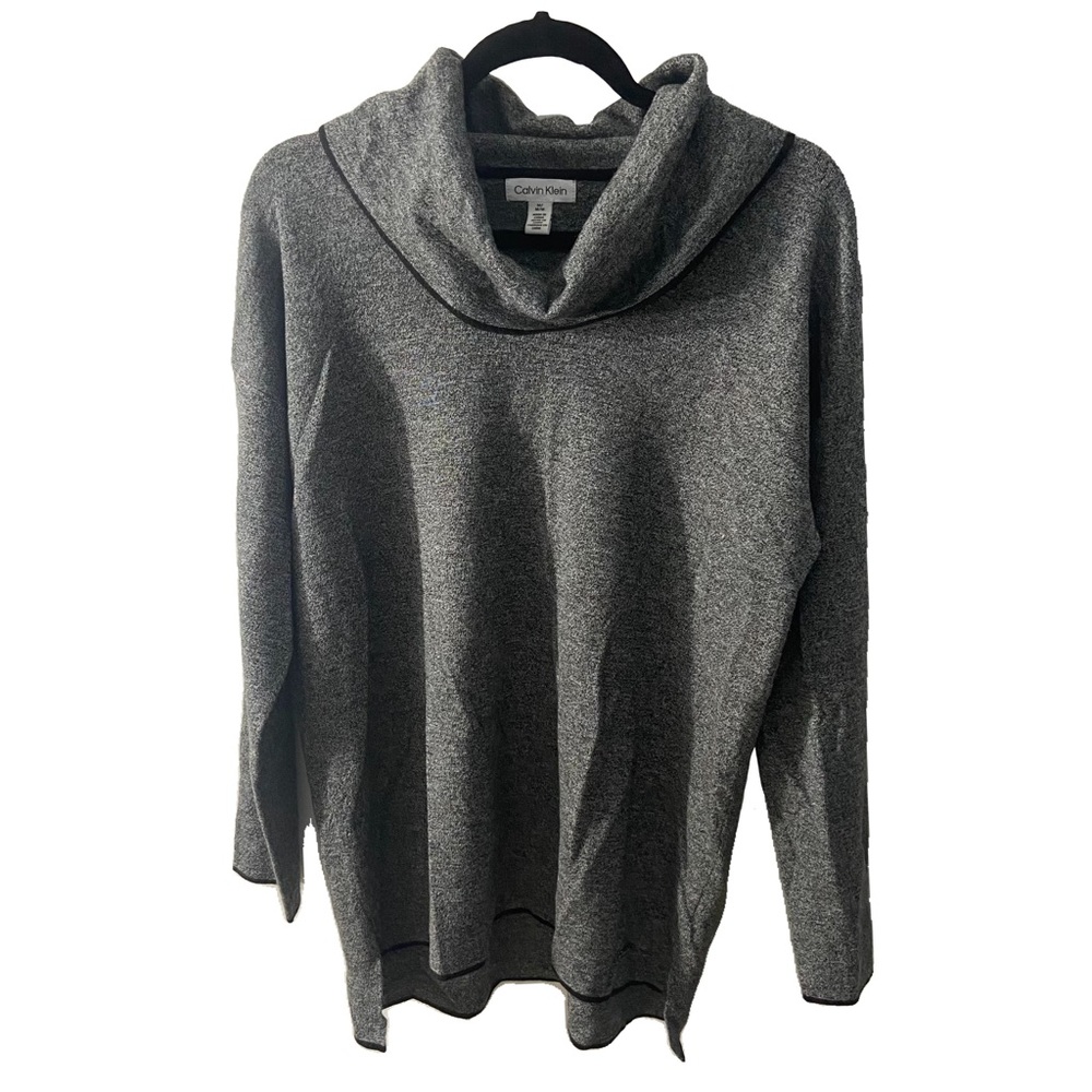 Calvin Klein Gray Cowl Neck Long Sweater